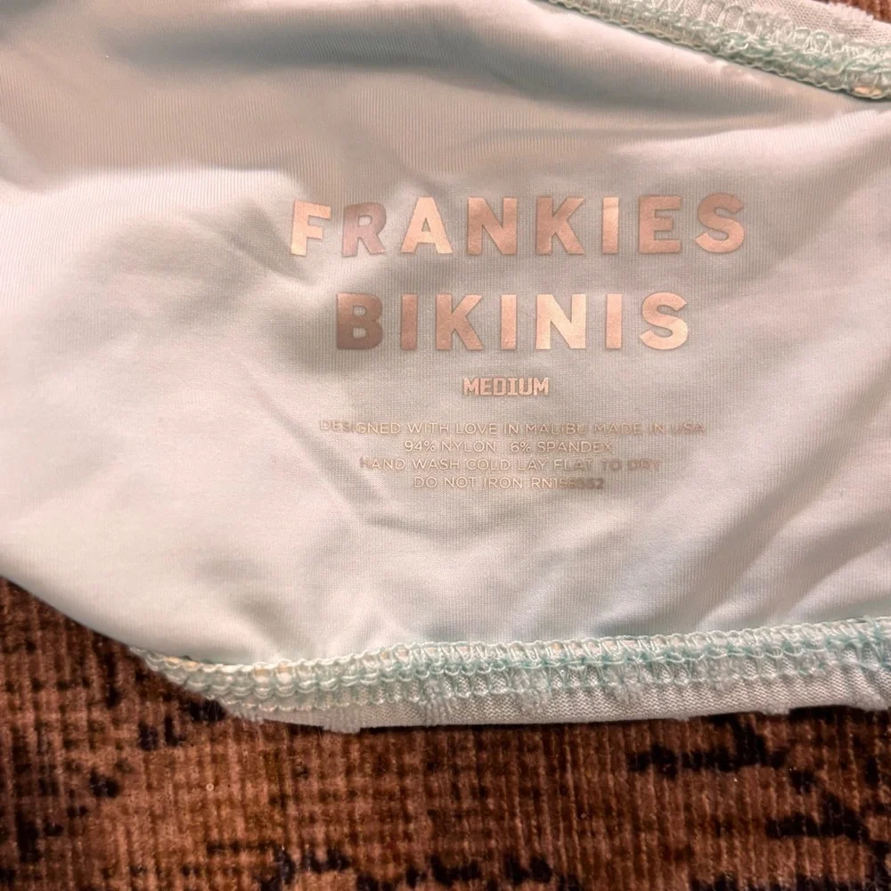 Frankies Bikinis Sora One Shoulder Swim Top Blue Textured Medium